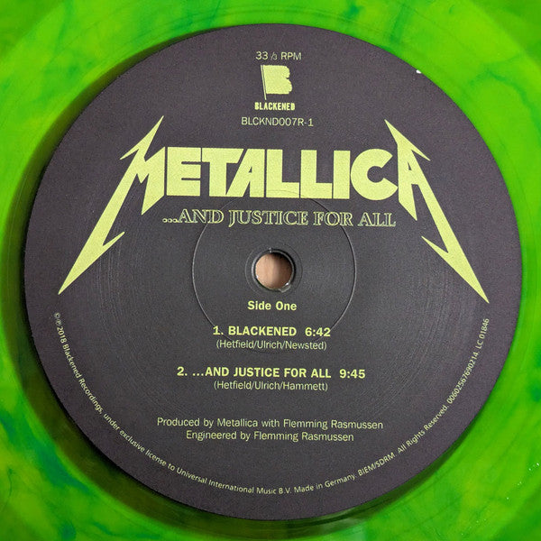 Image of Label Cover of LP - EX/EX - METALLICA,  And Justice For All (Blackened Recordings; BLCKND007R-1, Europe 2024 Reissue, Insert, Limited Edition Dyers Green vinyl), ,  - 3626470E