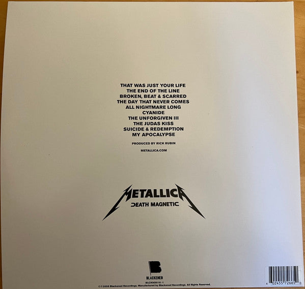 Image of Back Cover of 2xLP - EX/EX - METALLICA, Death Magnetic (Blackened; BLCKND018-1, Europe 2024 Reissue, Gatefold, Limited Edition Magnetic Silver vinyl), , .. - 3626472E