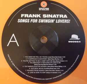 Image of Label Cover of LP - VG+/VG+ - FRANK SINATRA, Songs For Swingin' Lovers (WaxTime In Color; 950664, Europe 2019 Reissue, 180 Gram Orange Vinyl), ,  - 3646334S