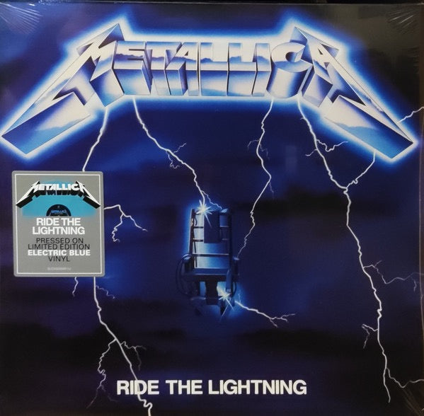 Image of Front Cover of LP - VG+/VG+ - METALLICA, Ride The Lightning (Blackened; BLCKND004R-1U, Europe 2023 Reissue, Insert, Blue vinyl), With hype stickered plastic outer,  - 3626478E
