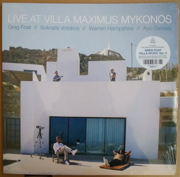 Image of Front Cover of LP - VG/G+ - GREG FOAT // SOKRATIS VOTSKOS // WARREN HAMPSHIRE // AYO SALAWU, Live At Villa Maximus, Mykonos (Blue Crystal Records; BCRLP 06, Europe 2024), Lots of light marks from paper inners but plays fine! Few creases to sleeve.,  - 3616451C
