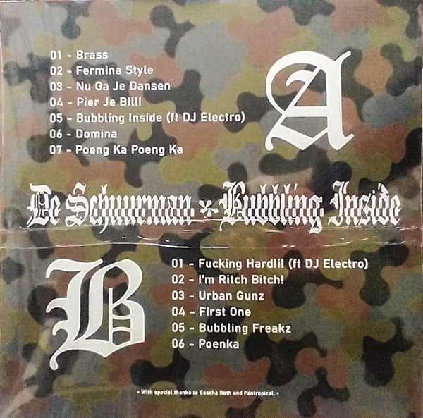 Image of Back Cover of LP - EX/VG+ - DE SCHUURMAN, Bubbling Inside (Nyege Nyege Tapes; NNT032LPC1, Uganda 2023, Green Vinyl), Still In Opened Shrinkwrap With Hype Sticker. Disc would be EX but for a couple of hairlines,  - 3626494E