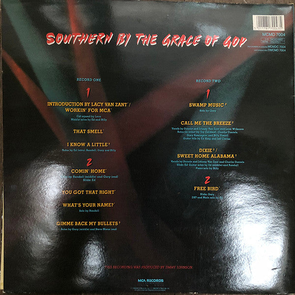 Image of Back Cover of 2xLP - VG/VG - LYNYRD SKYNYRD, Southern By The Grace Of God: Lynyrd Skynyrd Tribute Tour 1987 (MCA Records; MCMD 7004, UK 1988, Gatefold), Hairlines. Seam split to top edge, edge wear, creasing.,  - 3646470S