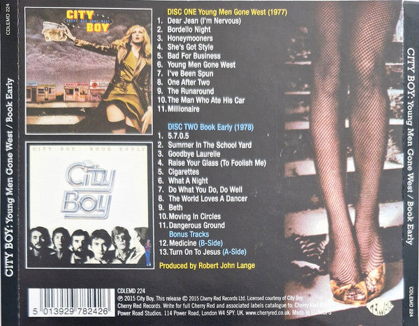 Image of Back Cover of 2xCD - VG+/VG+ - CITY BOY, Young Men Gone West / Book Early (Lemon Recordings; CDLEMD 224, UK 2015, Jewel Case), ,  - 3616401C