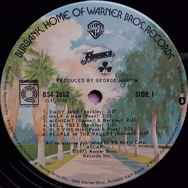 Image of Label Cover of LP - VG/VG - AMERICA, Hearts (Warner Bros. Records; BS4 2852, US 1975, No inner, Quadraphonic), ,  - 3626512E