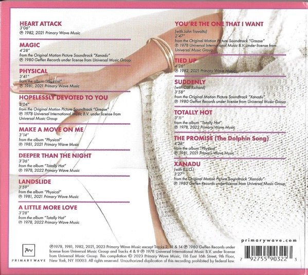 Image of Back Cover of CD - VG+/VG+ - OLIVIA NEWTON-JOHN, Olivia's Greatest Hits Vol. 2 (Primary Wave Music ; ONJ9032, Worldwide 2023 Reissue, Digipak, Booklet), ,  - 3716001C