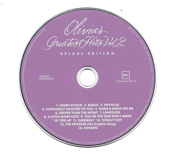 Image of Label Cover of CD - VG+/VG+ - OLIVIA NEWTON-JOHN, Olivia's Greatest Hits Vol. 2 (Primary Wave Music ; ONJ9032, Worldwide 2023 Reissue, Digipak, Booklet), ,  - 3716001C