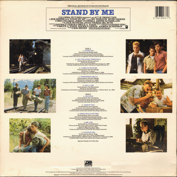 Image of Back Cover of LP - VG+/VG - VARIOUS, Stand By Me (Original Motion Picture Soundtrack) (Atlantic; 81677-1-E, US 1986), ,  - 3726022E