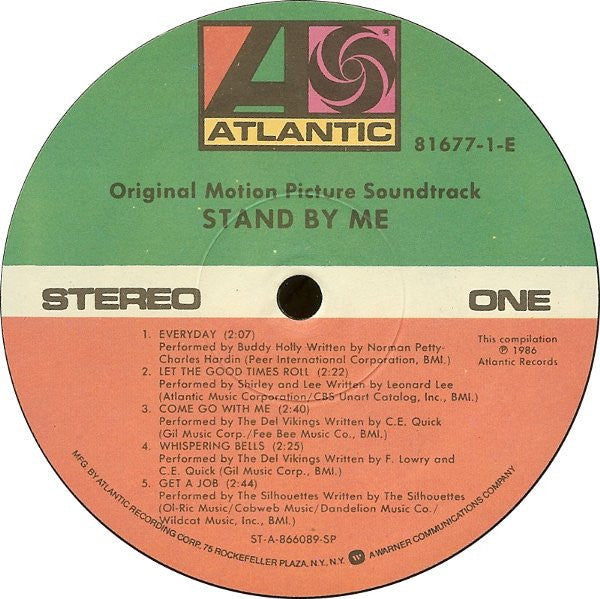 Image of Label Cover of LP - VG+/VG - VARIOUS, Stand By Me (Original Motion Picture Soundtrack) (Atlantic; 81677-1-E, US 1986), ,  - 3726022E