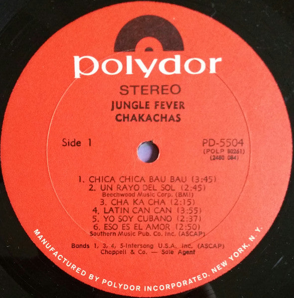 Image of Label Cover of LP - G+/VG - CHAKACHAS, Jungle Fever (Polydor; PD-5504, US 1972, Picture Sleeve), Corner cut top right, shelf and edge wear to sleeve.,  - 3726051E