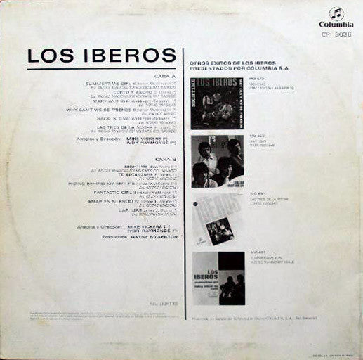 Image of Back Cover of LP - VG/VG+ - LOS IBEROS, Los Iberos (Columbia; CP 9036, Spain 1969, Laminated Front Sleeve), ,  - 3726025E