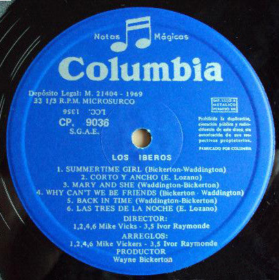 Image of Label Cover of LP - VG/VG+ - LOS IBEROS, Los Iberos (Columbia; CP 9036, Spain 1969, Laminated Front Sleeve), ,  - 3726025E