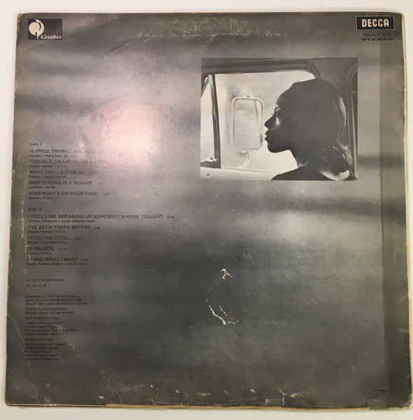 Image of Back Cover of LP - G+/VG - ANN PEEBLES, Straight From The Heart (Decca; SGALP.1672, South Africa 1972, Laminated Front Sleeve), A few light hairlines. Creases to laminate. Edgewear. Writing on sleeve rear. ,  - 3726026E