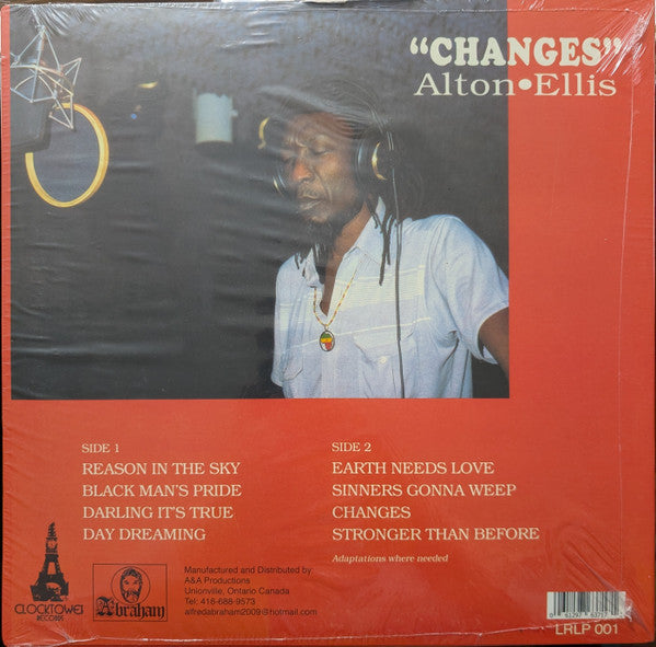 Image of Back Cover of LP - VG+/EX - ALTON ELLIS, Changes (Clocktower Records; LRLP- 001, Canada 1990s Reissue, Brown Marbled Vinyl), Corner wear on sleeve.,  - 3716023C