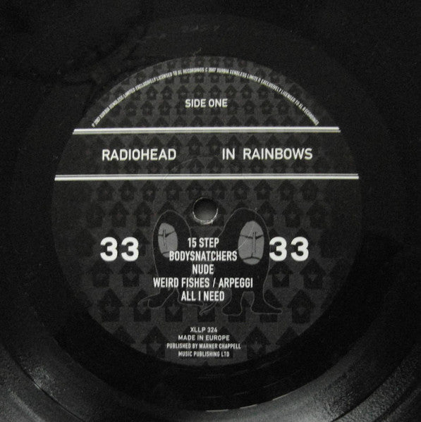 Image of Label Cover of LP - VG/VG+ - RADIOHEAD, In Rainbows (XL Recordings; XLLP 324, Europe 2007, Inner, PEACHY ABBEY ROAD/MK Matrices, Made in Europe on Labels), Seam split on Inner, small edge creases,  - 3746017S