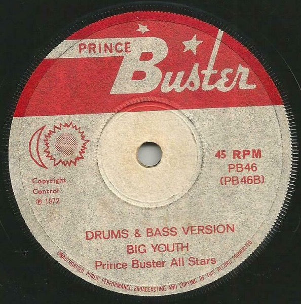Image of Back Cover of 7" - /VG - BIG YOUTH, PRINCE BUSTER ALL STARS, Chi Chi Run (Prince Buster; PB 46, UK 1972, Plain Sleeve), Solid copy!,  - 3716015C
