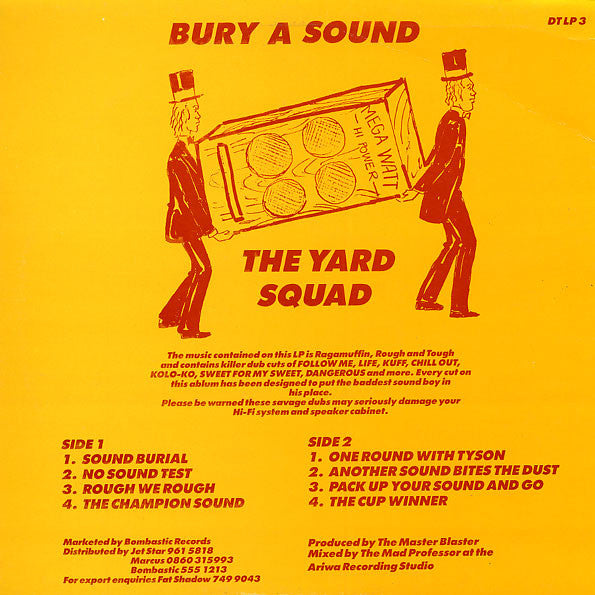 Image of Back Cover of LP - VG+/VG+ - THE YARD SQUAD, Bury A Sound (Boom Bastic Records; DT LP 3, UK 1989), ,  - 3716025C