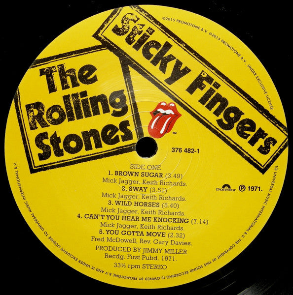 Image of Label Cover of LP - VG+/VG+ - THE ROLLING STONES, Sticky Fingers (Rolling Stones Records; 376482-1, Europe 2015 Reissue, NO Insert, 180 Gram Vinyl), ,  - 3746021S