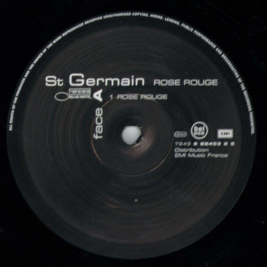 Image of Front Cover of 12" - /VG - ST GERMAIN, Rose Rouge (Blue Note; 7243 8 88453 6 6, France 2000, No Sleeve), PLAIN SLEEVE. Side A has a few marks, but plays well., A	Rose Rouge	7:02B1	Montego Bay Spleen	6:27B2	Rose Rouge	4:03 - 3726008E