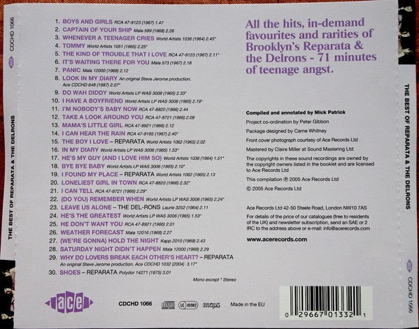 Image of Back Cover of CD - VG+/VG+ - REPARATA AND THE DELRONS, The Best Of Reparata & The Delrons (Ace; CDCHD 1066, UK 2005, Jewel Case), ,  - 3716045C