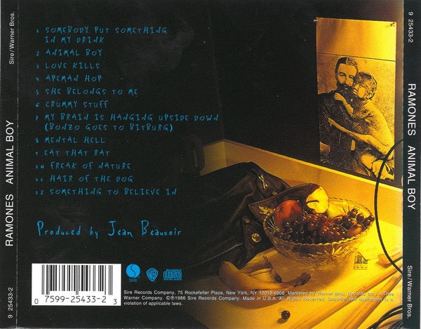 Image of Back Cover of CD - VG+/VG+ - RAMONES, Animal Boy (Sire; 9 25433-2, US , Jewel Case), ,  - 3716049C