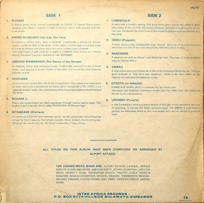 Image of Back Cover of LP - VG/VG+ - ALPORT ASTAZIO, KWANO-MOTO BAND, Rugare (Inter-Africa; IALP 9, Zimbabwe , Stickered Picture Sleeve), ,  - 3726056E