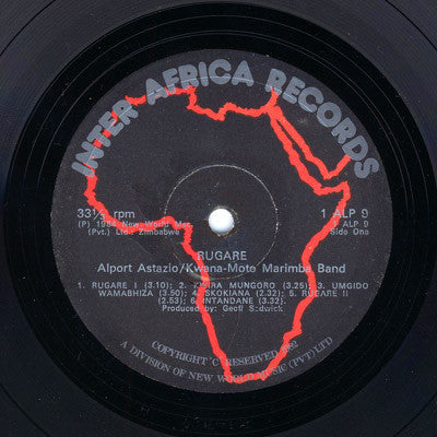 Image of Label Cover of LP - VG/VG+ - ALPORT ASTAZIO, KWANO-MOTO BAND, Rugare (Inter-Africa; IALP 9, Zimbabwe , Stickered Picture Sleeve), ,  - 3726056E