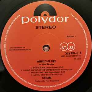 Image of Label Cover of 2xLP - VG/VG - CREAM, Wheels Of Fire (Polydor; 535 484-4, Worldwide 2020 Reissue, Gatefold, 180 Gram Vinyl, MPO logo matrix), Light scratch on side 3, Top edge seam splits,  - 3746027S