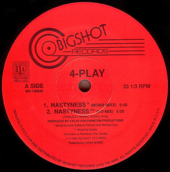 Image of Front Cover of 12" - /VG - 4-PLAY, Nastyness / Feel The Music (Bigshot Records; BR-128035, Canada 1988), ,  - 3746095S