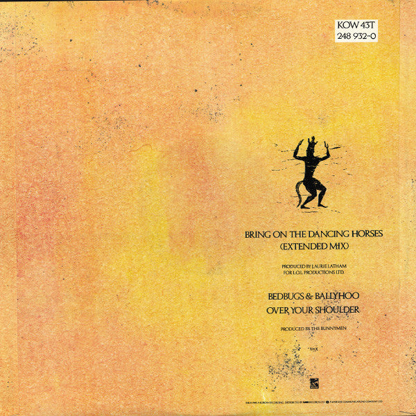 Image of Back Cover of 12" - VG+/VG+ - ECHO & THE BUNNYMEN, Bring On The Dancing Horses (Extended Mix) (Korova; KOW 43T, UK 1985), ,  - 3726069E