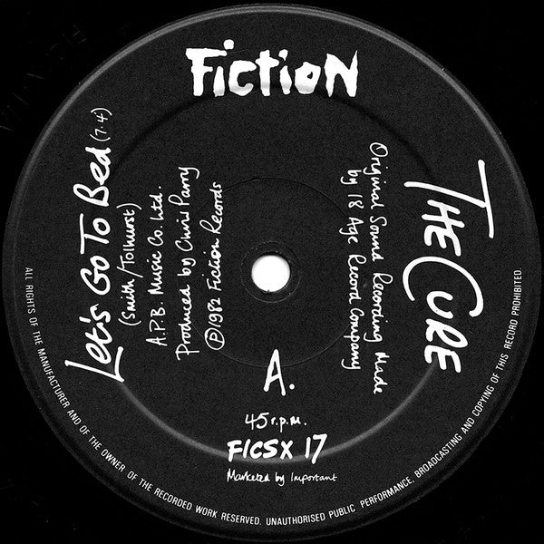 Image of Label Cover of 12" - VG/VG - THE CURE, Let's Go To Bed (Fiction Records; FICSX 17, US 1982), ,  - 3726075E
