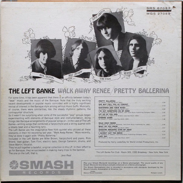 Image of Back Cover of LP - VG/G+ - THE LEFT BANKE, Walk Away Ren e / Pretty Ballerina (Smash Records; MGS 27088, US 1967), Edge Wear,  - 3746137S