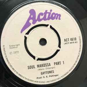 Image of Front Cover of 7" - /G+ - THE GAYTONES, Soul Makossa (Action; ACT 4610, UK 1973), Marks on disc. Light background clicks. Large centre hole.,  - 3756078S