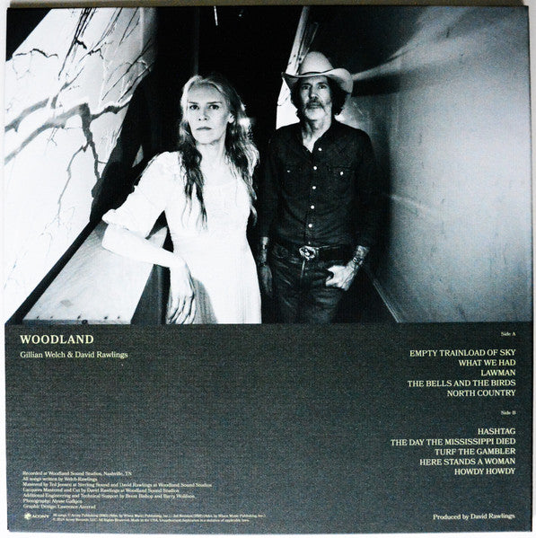 Image of Back Cover of LP - VG/VG+ - GILLIAN WELCH & DAVID RAWLINGS, Woodland (Acony Records; ACNY-2416LP, Worldwide 2024, Textured Pasteback Gatefold, Inner), Edge Wear,  - 3746064S