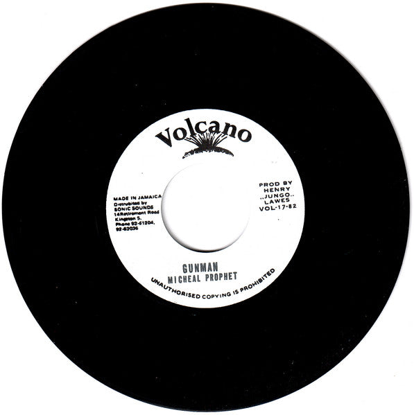 Image of Front Cover of 7" - /EX - MICHAEL PROPHET, Gunman (Volcano ; VOL-17-82 / VOL. 07-82, UK 2025 Reissue), ,  - 3756083S