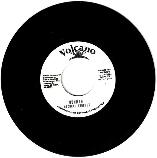 Image of Front Cover of 7" - /EX - MICHAEL PROPHET, Gunman (Volcano ; VOL-17-82 / VOL. 07-82, UK 2025 Reissue), ,  - 3756083S