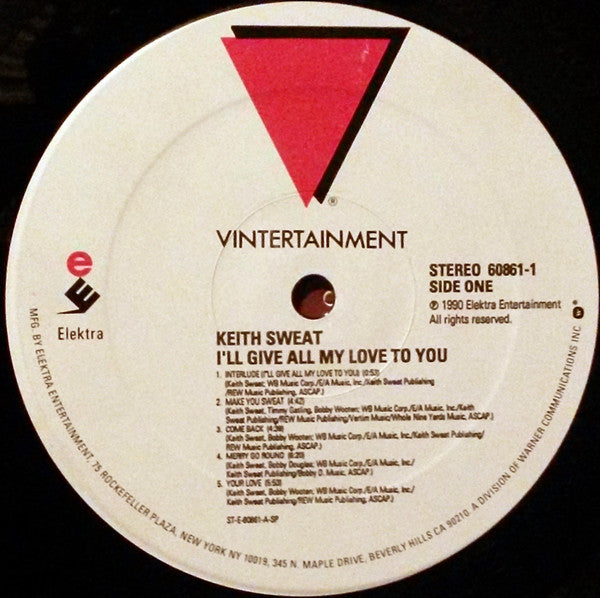 Image of Label Cover of LP - VG+/VG+ - KEITH SWEAT, I'll Give All My Love To You (Elektra; 60861-1, US 1990, Inner), ,  - 3746147S