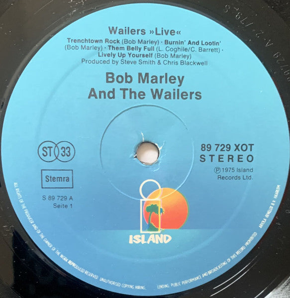 Image of Label Cover of LP - VG/VG - BOB MARLEY AND THE WAILERS, Live! (Island Records; 89 729 XOT, Benelux 1979), Marks and scuffs, plays solid VG, lots of shine. Shrinked sleeve.,  - 3716086C