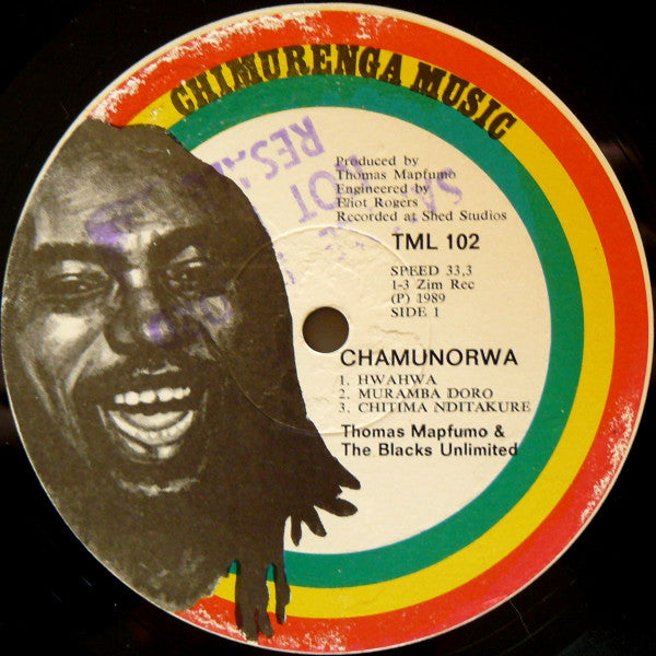 Image of Label Cover of LP - VG/VG - THOMAS MAPFUMO & THE BLACKS UNLIMITED, Chamunorwa (Chimurenga Music; TML 102, Zimbabwe 1989, Picture Sleeve), , A1		HwahwaA2		MurambadoroA3		Chitima NditakureB1		ChamunorwaB2		HurukuroB3		Nyama Yekugocha - 4326013E