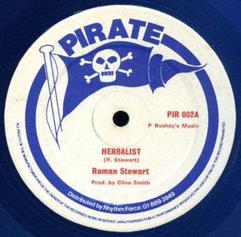 Image of Label Cover of 12" - /VG+ - ROMAN STEWART, Herbalist /Herb Skank (Pirate; PIR 002, UK , Blue transparent vinyl), ,  - 3726082E