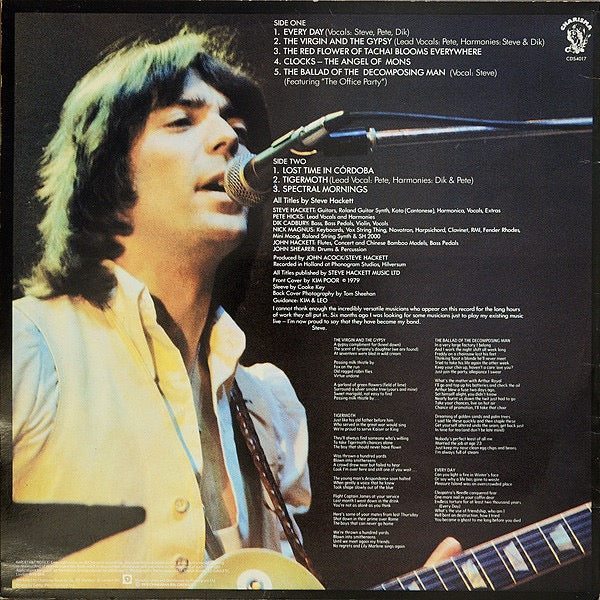 Image of Back Cover of LP - VG/VG - STEVE HACKETT, Spectral Mornings (Charisma Small Hatter Labels; CDS 4017, UK 1979, PRS Pressing), Strong VG,  - 3716088C