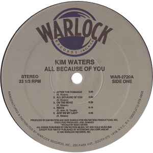Image of Label Cover of LP - EX/EX - KIM WATERS, All Because Of You (Warlock Records; WAR-2720, US 1990), Sleeve still in shrinkwrap (opened).,  - 3746099S
