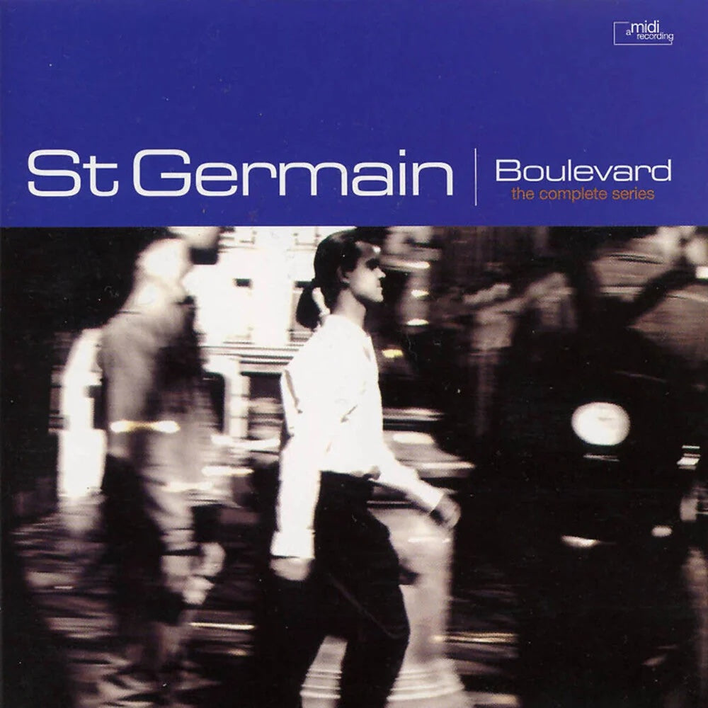 Image of Front Cover of 2xLP - NEW/NEW - ST GERMAIN, Boulevard (The Complete Series) 30th Anniversary Edition (F Communications; F022DLPX, UK 2026 Reissue, Gatefold, Limited Edition Navy Blue Vinyl), , This special edition reissue brings Saint Germain s groundbreaking debut album  Boulevard  back to turntables. A landmark release in the French touch and acid jazz movements, the album features iconic tracks like  Deep in It  and  Alabama Blues . This essential 1995 classic is a must-have for electronic music