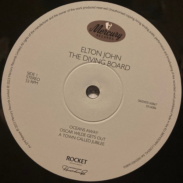 Image of Label Cover of 2xLP - NEW/NEW - ELTON JOHN, The Diving Board (Mercury; 5516085, Worldwide 2023), , Elton John's second album with producer T Bone Burnett, was in many ways inspired by the producer s attendance at the artist's first concert in America   at The Troubadour club in LA in August 1970. Written and recorded during two sets of sessions, in January 2012 and 2013, it uses many of the same musicians that had played on The Union, with the additions of bassist Raphael Saadiq and famed Motown pe