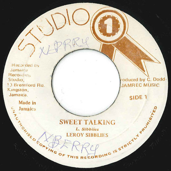 Image of Front Cover of 7" - /VG+ - LEROY SIBBLES, Sweet Talking / Sweet Version (Studio One; , Jamaica 1980s), Clean shiny, light S1 press imperfections. SWOL.,  - 3716130C