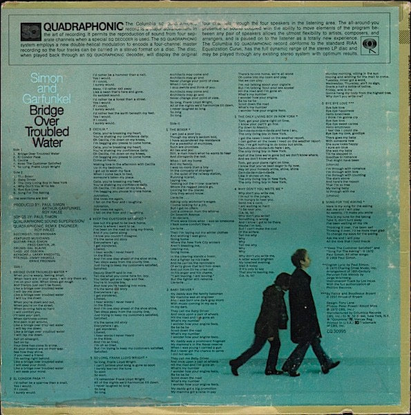 Image of Back Cover of LP - VG/VG - SIMON AND GARFUNKEL, Bridge Over Troubled Water (Columbia; CQ 30995, US 1972 Reissue, Quadraphonic), ,  - 3726091E