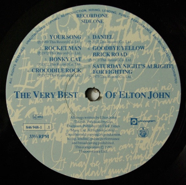 Image of Label Cover of 2xLP - VG+/VG - ELTON JOHN, The Very Best Of Elton John (The Rocket Record Company; 846 947-1, UK 1990, Gatefold), ,  - 3726093E