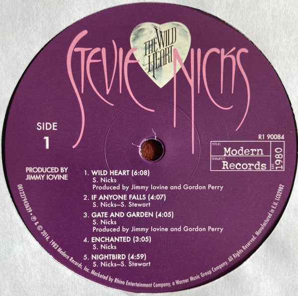 Image of Label Cover of LP - NEW/NEW - STEVIE NICKS, The Wild Heart (Modern Records; 081227943639, UK & Europe 2016 Reissue, Inner, Remastered, Stereo, 180g Vinyl, Fleetwood Mac), , Stevie Nicks returned in 1983 with her follow-up solo album, THE WILD HEART. The album produced hits like  Stand Back,   Nightbird  and  I Will Run To You,  which features Tom Petty and the Heartbreakers. THE WILD HEART: DELUXE EDITION builds on the original album with unreleased versions of  All The Beautiful Worlds  a session 