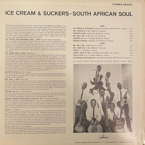 Image of Back Cover of LP - VG/G - VARIOUS, Ice Cream & Suckers (South African Soul) (Mercury; SR-61213, US 1969, Picture Sleeve), Plays well, but with audible clicks throughout. WOS.,  - 3726098E