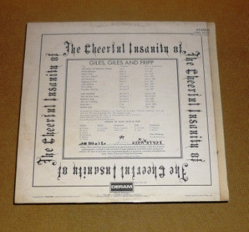 Image of Back Cover of LP - VG/VG+ - GILES, GILES AND FRIPP, The Cheerful Insanity Of Giles, Giles And Fripp (Deram; SML 1022, UK 1968, Laminated Front Sleeve, Stereo), Record is glossy. Sleeve has ringwear,  - 3726111E